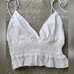 White Ruffled Crop Top